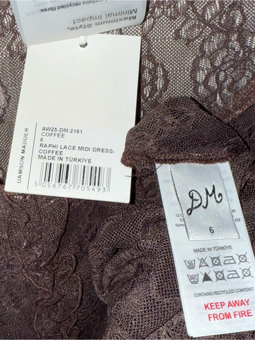 DAMSON MADDER RAPHI LACE MIDI DRESS IN COFFEE - Picture 5 of 17